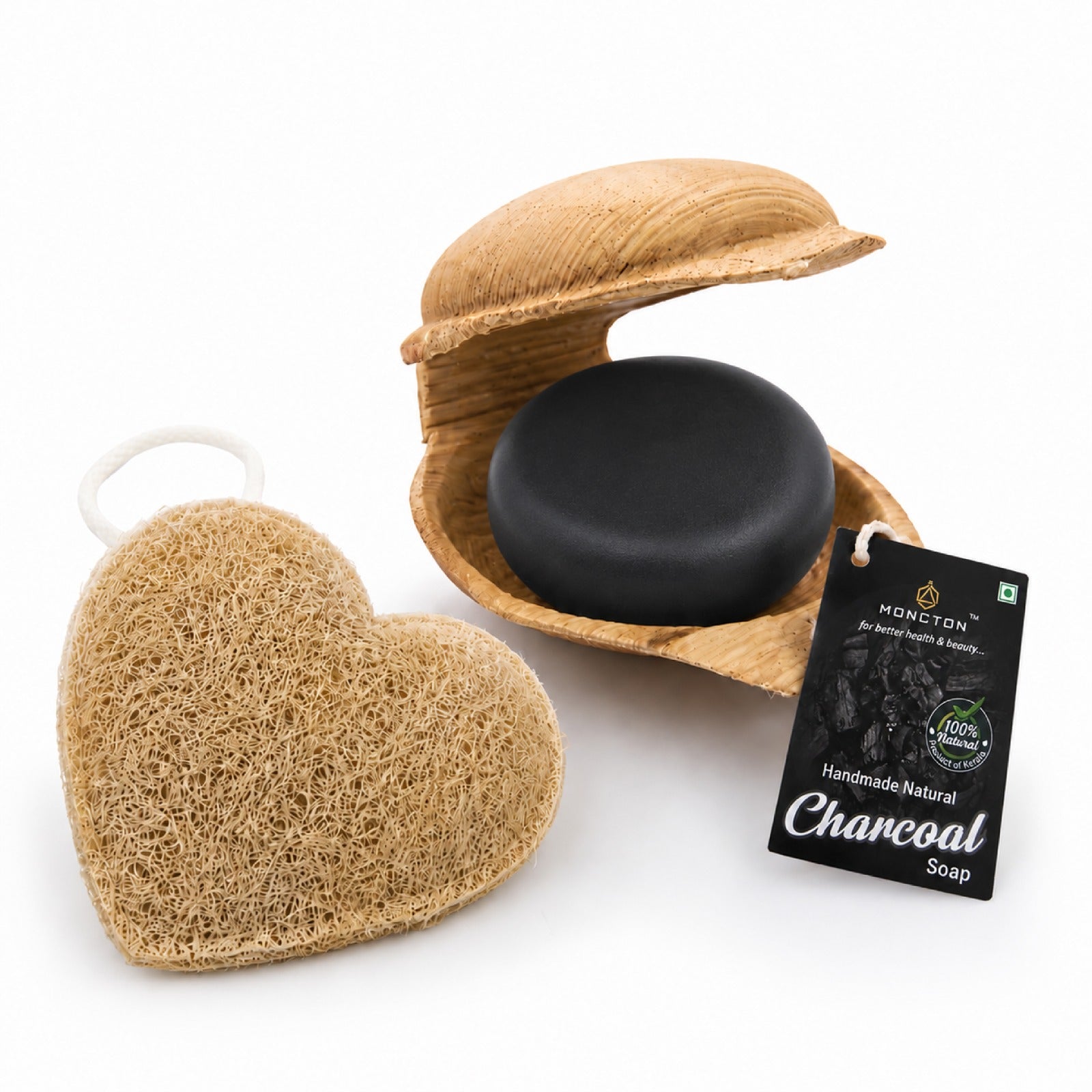 Handmade Charcoal Soap with Free Natural loofah | 100g Each